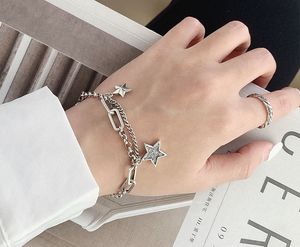 Silver Charm Armband för Kvinnor Par Vintage Simple Stars Zircon Bracelets Party Smycken Gift