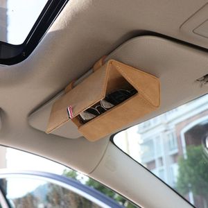 Outros acessórios de interiores ZK30 CARRO DE ÓGURAS DE SUNS DE SUNS SUN VISOR GASES SUNGLESSES Organizer Glasses Storage Box Turn Leather Auto 4 Colors