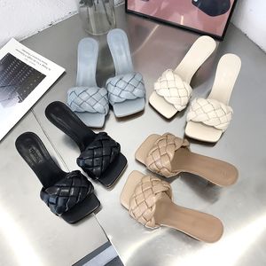 Luxury Slides Women 7cm High Heels Mules Fetish Sommar Sandaler Lågklackar Slippers Prom Platform Stripper Blue Fashion Shoes