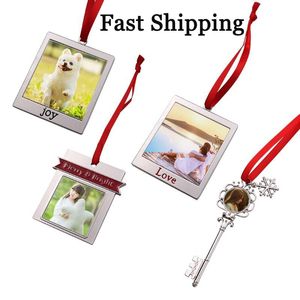 Christmas Sublimation Keyring Em Branco Liga de Zinco Ornaments Ornaments Calor Transferência Revestimento Festival Pingente DIY Craft Party Decor