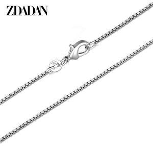 Äkta 925 Sterling Silver 2mm Box Chain Necklace Men Women Fashion Jewelry