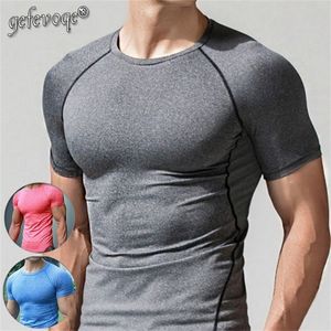 Męskie Szybkie Dry Fitness Tees Outdoor Sport Running Wspinaczka Krótkie Rękawy Solidne Koszula Rajstopy Bodybuilding Topy Mężczyźni Pod SK 220309