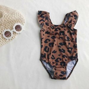One-Pieces Kids Baby Girl Swimwear Leopard Print Romper Swimming Costume Ruffles Swimsuit Sleeveless Beachwear Casual Slim Outfits