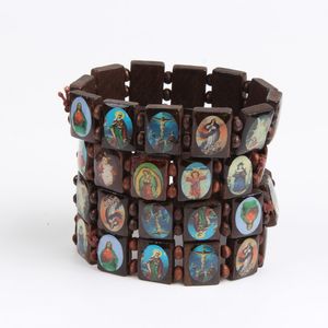 Hela 10st / Pack Jesus Armband Ängel Bangle Mary Religion Tro Trä Sträcka Katolska Ikon Välsignelser Smycken