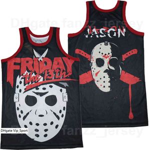 Баскетбольная майка Voorhees Jason Friday the 13th Movie Blank Hip Hop Rap Team Цвет Черный для любителей спорта Дышащий хип-хоп Университетский топ из чистого хлопка / хорошие мужчины