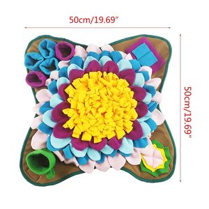 50x50cm Pet Dog Snuffle Mat Nose Smell Training Sniffing Pad Slow Feeding Bowl Food Dispenser Carpet Non-Slip Puzzle Toy 210312