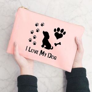 Depolama torbaları Köpeğimi seviyorum tampon çantası sevimli hijyenik ped torbaları taşınabilir makyaj ruj anahtar kulaklık veri kabloları organizatör