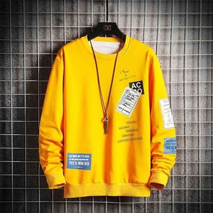 Höst män hoodie crewneck skjorta långärmad tröja hip hop sweatshirt streetwear män fall pullover o-neck tröja plus storlek 210818