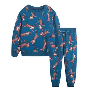 Metri di salto Set di abbigliamento per bambini con tigri Stampa Abiti in cotone moda 2 pezzi Vestiti per bambini Autunno Inverno Abiti per bambini 210529