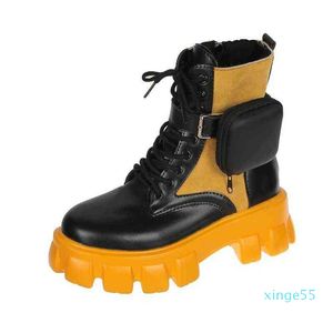 Moda Czarne Buty Wysokiej Wodoodpornej Dr Kobiety Kostki Boot Winter Spring Kobiety Martins Mens Platform Leather