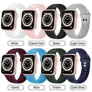 Reines Farb-Silikon-Uhrenarmband für Apple Watch Serie 1 2 3 4 5 6 7 8 SE Uhrenarmbänder Ersatzarmband für Männer Frauen 38 mm 40 mm 42 mm 44 mm 45 mm