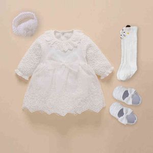 Nova roupa de batismo infantil New Born baby girl vestidos de algodão princesa 0 3 6 12 meses Baby Baptism Roupas G1129