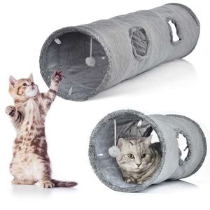 Straight Shape Pet Cat Tunnel Toy 2 Holes Funny Kitten Animals Play Tube Collapsible Training Toys Pet Dog Cat Warm Sleeping Bed 210929