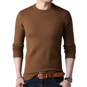 Tfetters Spring秋のニットセーター男性のための長袖O首セーター男のための瞬間的な灰色のスリムセーターの特大M-4XL 210909