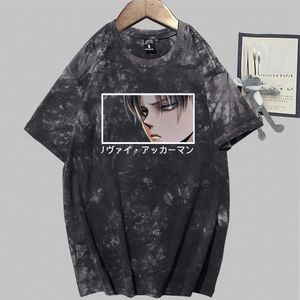 2021 Hot Anime Attack on Titan Print Fashion Round Neck Tie Dye T-shirt Man and Woman Y0809