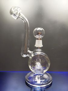 Thick glass bong dab rig water pipe recycler oil rigs glass oil burner water bong with titanium nail 18.8mm joint dhping