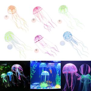 Artificial Swim Glowing Effect Jellyfish Aquarium Decoration Fish Tank Underwater Plant Luminous Ornament Aquatic Landscape 5*15cm