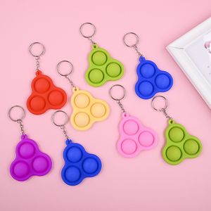 Favore di partito Anti-stress Mitigatore di pressione Fidget Toy Spinners Push Simple Dimple Bubble Portachiavi Autismo Giocattoli sensoriali per bambini adulti