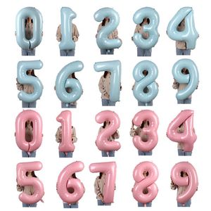 40 tum Macaron Blue Pink Foil Number Balloons 0 till 9 födelsedagsfest Baby Shower Wedding Decoration Festival Ballon Ballon