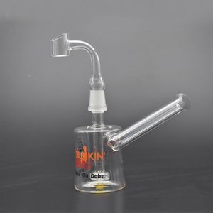 Dunkin Dabs American Runs On Dabs Mini-Glasbecherbong, Mini-Aschefänger-Shisha-Inline-Matrix-Recycler-Bong mit Ölbrennerrohren aus Glas