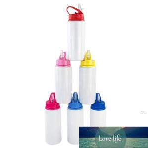 Bottiglie d'acqua per sublimazione Bollitore sportivo per aspirazione Bollitori in alluminio Colori Bottiglia 600ML Tazze con coperchio bianco con paglia Spedizione marittima OWB6894 Design esperto di prezzi di fabbrica