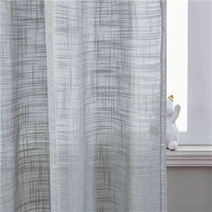 Grey Linen Semi-Shading Curtains For Living Room Bedroom Home Decor Tulles For Window Kitchen Sheer Curtain Yarn Custom Size 210913