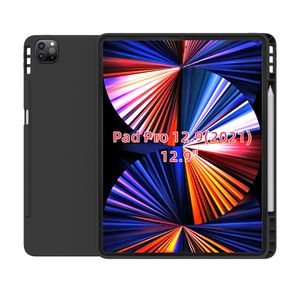 블랙 매트 미끄럼 방지 소프트 TPU 투명 실리콘 클리어 케이스 커버 iPad Pro 12.9 인치 2021 케이스
