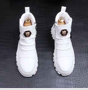 Nowy styl designerski grube, podeszwy botki na tablicy, koreańskie przypływ swobodny krótki but biały kowboja zapatillas hombre