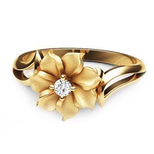 Wholesale simple elegant wedding rings for sale - Group buy Wedding Rings Simple Gold Sun Flower For Women Delicate Zircon Elegant Engagement Ring Girls Gift Fashion Jewelry Anillos Mujer