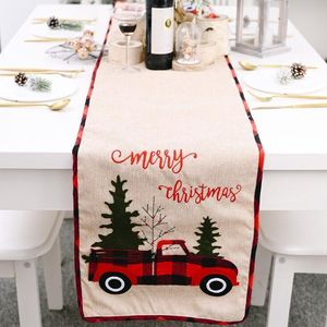 Newchristmas tabeli biegacza obrus bawełniana lniana stół pokrywa samochodu xmas drzewo flaga stołowa sukienka obrusy jedzenie mata świąteczne dekoracje dh