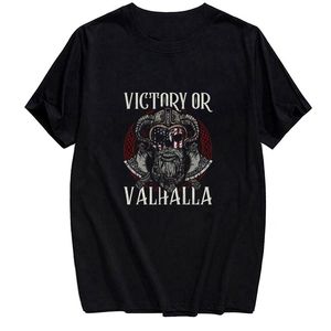 T shirts Viking Warrior Cotton T shirt Mode sommar Rolig Kortärmad Harajuku Style Casual Hip Hop Tops Kläder Drop