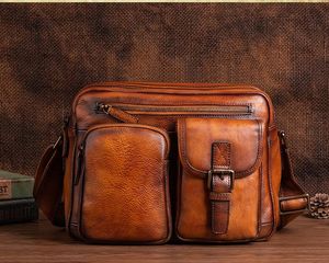 2020 neue Produkte auf dem Markt Italienische baumhohe Handtasche Umhängetasche Echtleder Messenger Freizeittasche manuelle Färbung