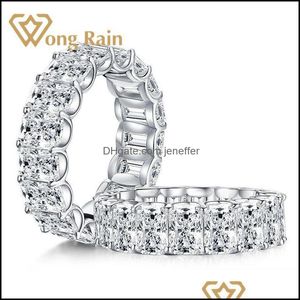 Obrączki ślubne biżuteria Wong Rain 925 Sterling Sier Utworzono Moissanite Gemstone Diamenty Pierścionek zaręczynowy Band Fine Hurtownie Y0122 Drop