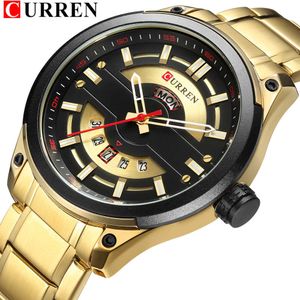 Relogio Masculino Curren Mens Klockor Luxury Top Märke Men's Fashion Casual Steel Watch Militär Quartz Armbandsur Reloj Hombres Q0524