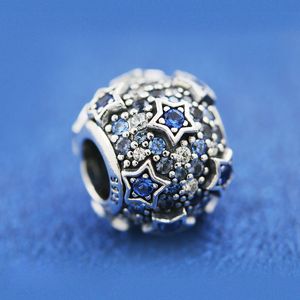 925 Sterling Silver Stared Stars Pave Charm Bead para Pandora Europeia Jóias Charm Bracelets