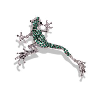 Pimleri, Broşlar Retro Hayvan Broş Yeşil Rhinestone Gecko Pins Kadın Erkek Giyim Aksesuarları için Trendy Kurbağa Gotik Takı Hediye