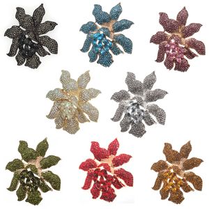 30 Pcs/Lot Custom Women Pins Fashion Jewelry Crystal Rhinestone Orchid Flower Shape Brooch For Lady Decoration