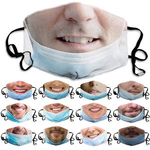 face mask adult printing hanging ears cotton funny masks men women dust-proof and anti-haze facemasks washable