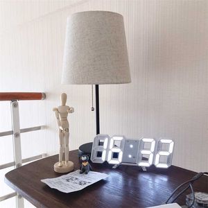 Desktop Clocks 3D LED LED Digital Wall Clock Data Time Celsius Nightlight Display Table Despertador da sala 211110