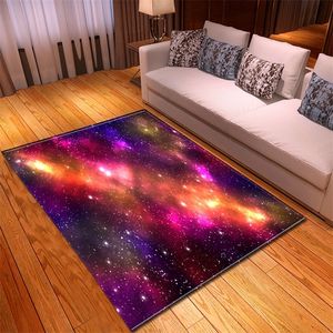 Cósmico Starry Sky Padrão 3D Living Sala Tapete Crianças Quarto Home Home Hall Floor Grandes Tapetes Quarto Kids Decorative Bedside Mat 210317