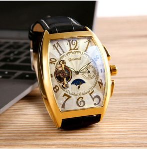 Wholesale male leather gear for sale - Group buy Wristwatches Top Male Automatic Mechanical Wrist Watch Leather Band Square Fashion Luminous Gear Movement Royal Design Men Gift