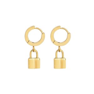 Europeisk stil lås stud örhängen för kvinnor kvinnliga smycken julklapp 2020 guldfärg rostfritt stål eardrop