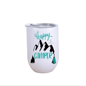 Gerade Wein Tumbler Becher 12 Unzen Sublimation Bierglas Edelstahl Ei Form Tasse Doppelwand Isolierte Vakuum Kaffeetasse