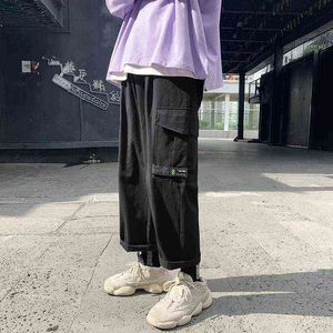 Harajuku Sweatpants Men Hip Hop Cargo Pants Spring Autumn Korean Straight Casual Trousers Streetwear Loose Pantalon Homme G220224