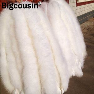 2021 REAL Fox Fur Collar Médio Qualidade Natural Fox Tails Cachecos de pele 75 * 12 cm Mulher homem jaquetas de inverno com capuz puro lenço branco H0923