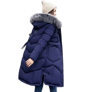 Nuovo arrivo giacca invernale donna caldo addensare pelliccia lunga donna inverno parka parka cappotto femminile con cappuccio imbottito in cotone 210204