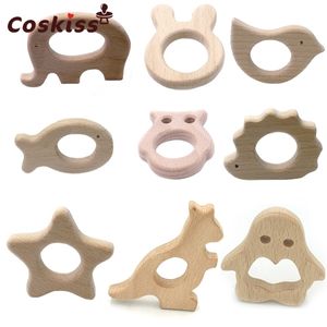 Trä Teethers 10pc Nature Baby Tanding Toy Organic Eco-Friendly Wood Holder Spädbarn Nursing Show Gift Teether 220108