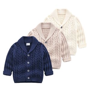 Pojkar Cardigan Tröja Mode Barn Coat Casual Spring Baby School Outfits Kids Treater Spädbarn Kläder Ytterkläder Tjockare 20220221 H1