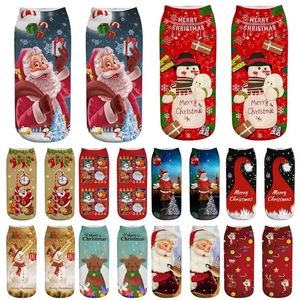 Women Girls Socks Christmas Funny 3d Printed Unisex Novelty Men Casual Low Cut Cartoon Elk Snowman Ankle Xmas Sox FemaleSock Co27