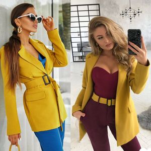 New Spring Fashion Women Jacket Yellow Long Sleeve Wedding Prom Gowns Party Daily Wear For Women Only One Suit